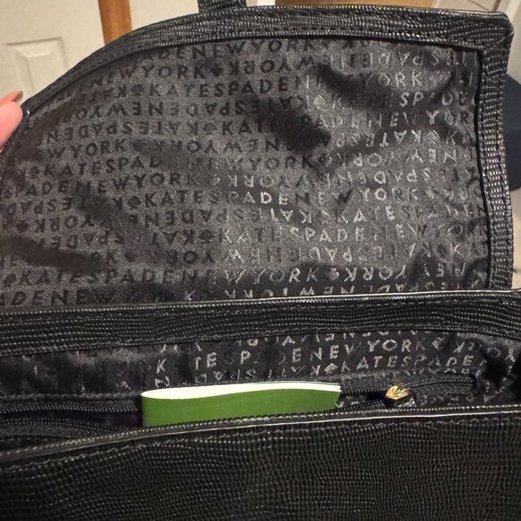 Kate Spade Riverside Street Emmie Crossbody - Black Lizard Embossed Leather - Picture 7 of 9